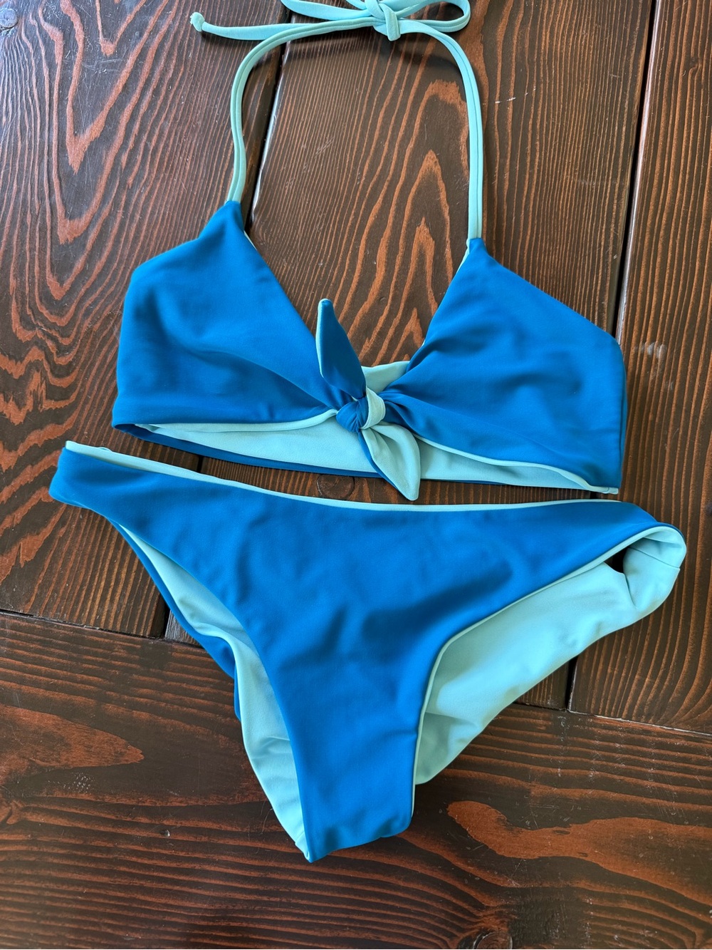 Lagoa Blue Reversible Tie-Front Bikini Top and Bottom Set